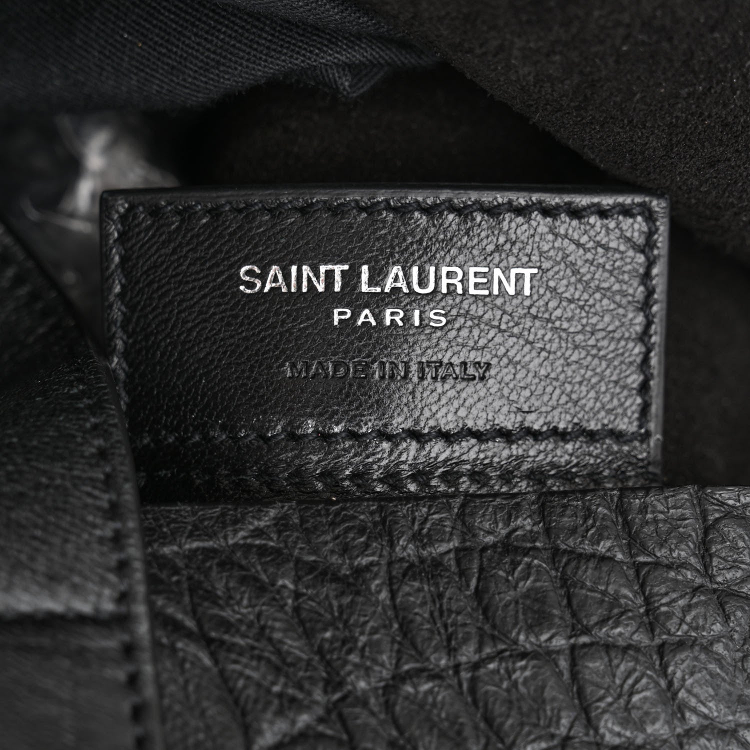 Saint Laurent Calfskin Crocodile Embossed Bold Shopper Tote Black 8 of 14