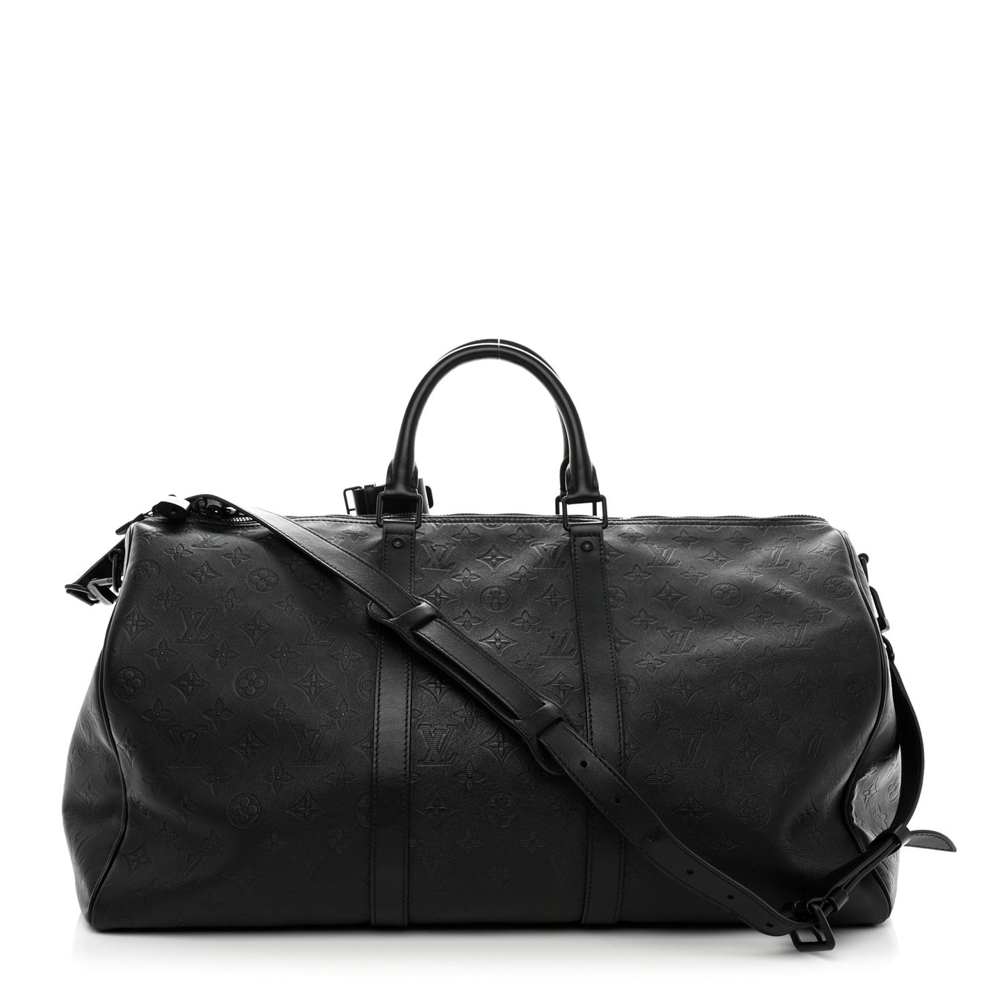Calfskin Shadow Monogram Keepall Bandouliere 50 Black