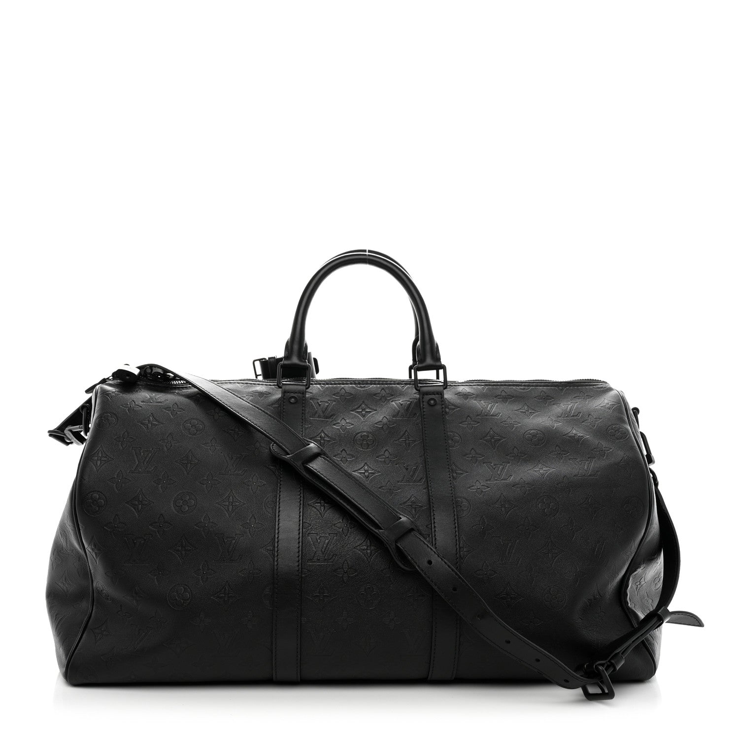 Louis Vuitton Calfskin Shadow Monogram Keepall Bandouliere 50 Black 1 of 9