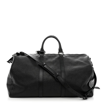 Louis Vuitton Calfskin Shadow Monogram Keepall Bandouliere 50 Black 1 of 9