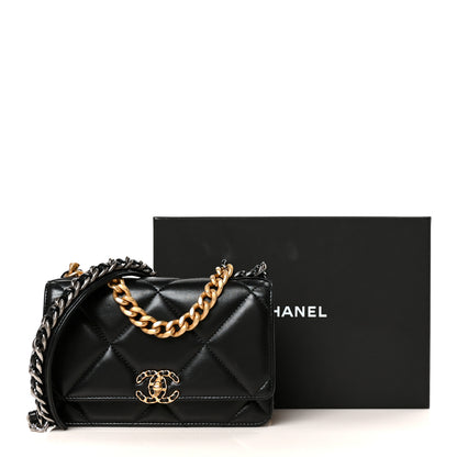 Chanel Lambskin Quilted Chanel 19 Wallet On Chain WOC Black 12 of 12