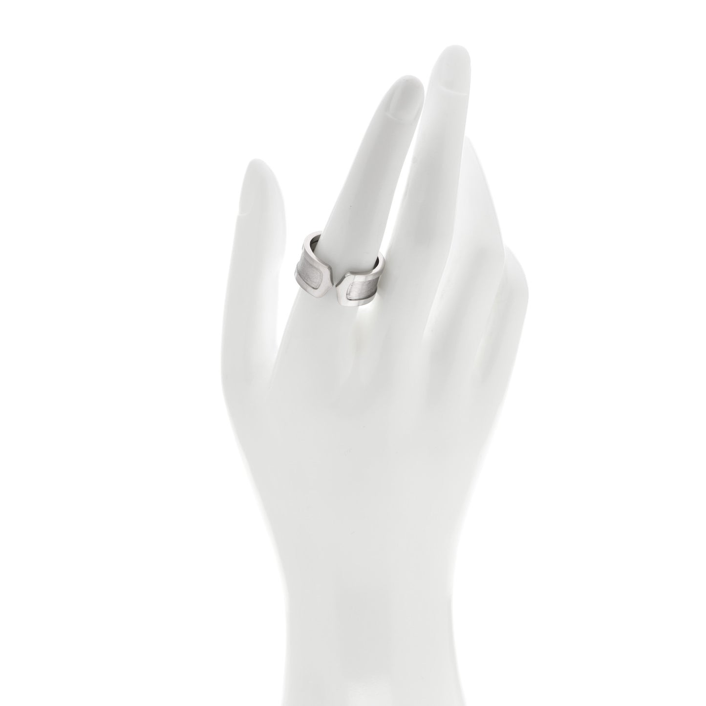 18K White Gold 10mm Logo De Cartier Ring 59 8.75