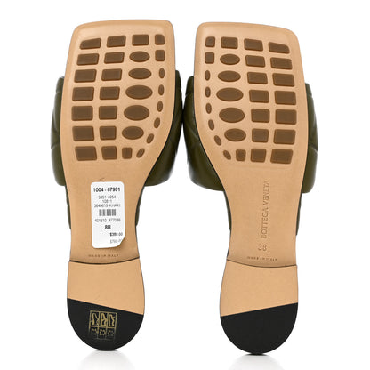 Bottega Veneta Nappa Quilted Rubber Lido Flat Sandals 38 Khaki 5 of 7