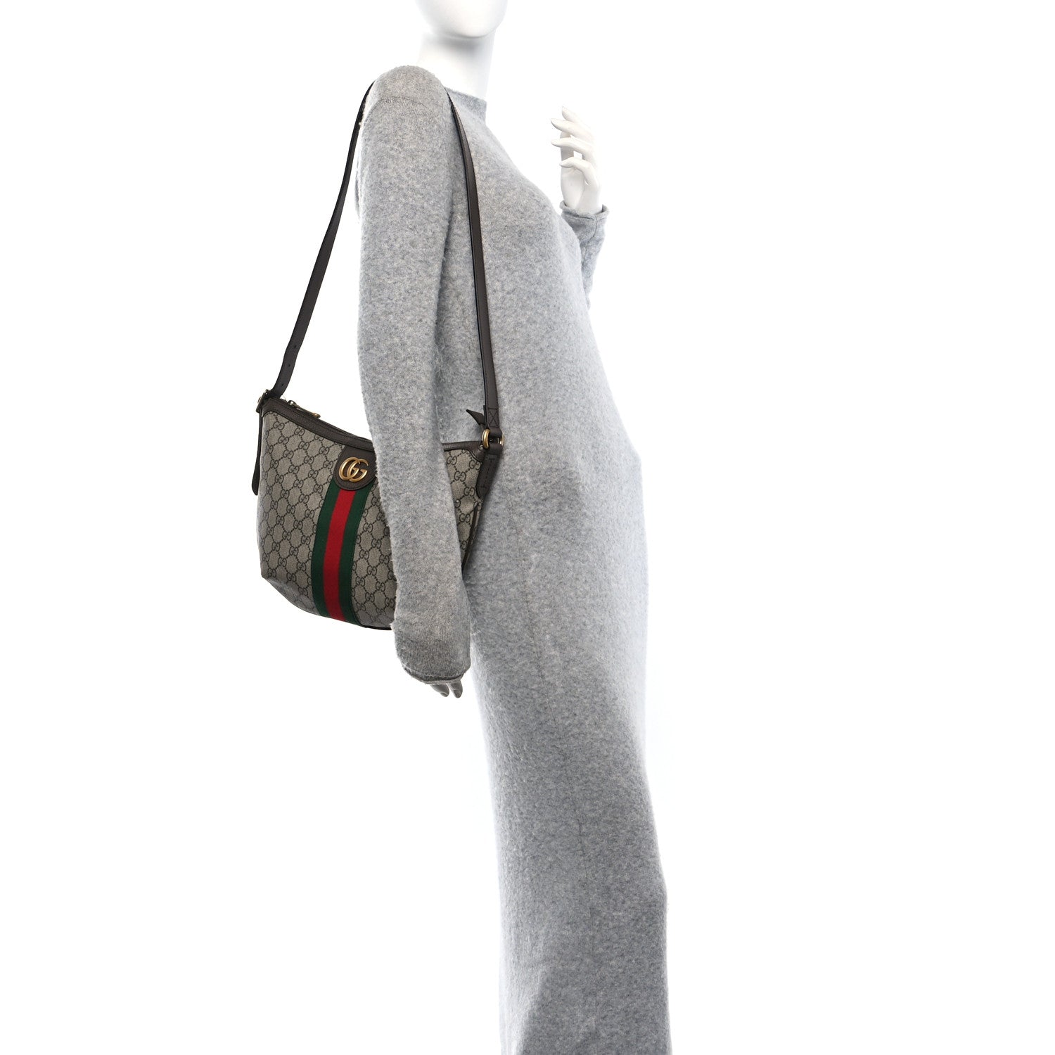 Gucci GG Supreme Monogram Web Small Ophidia Half Moon Hobo Beige Ebony New Acero 2 of 10