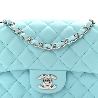 Chanel Lambskin Quilted Mini Rectangular Flap Neon Blue 8 of 11