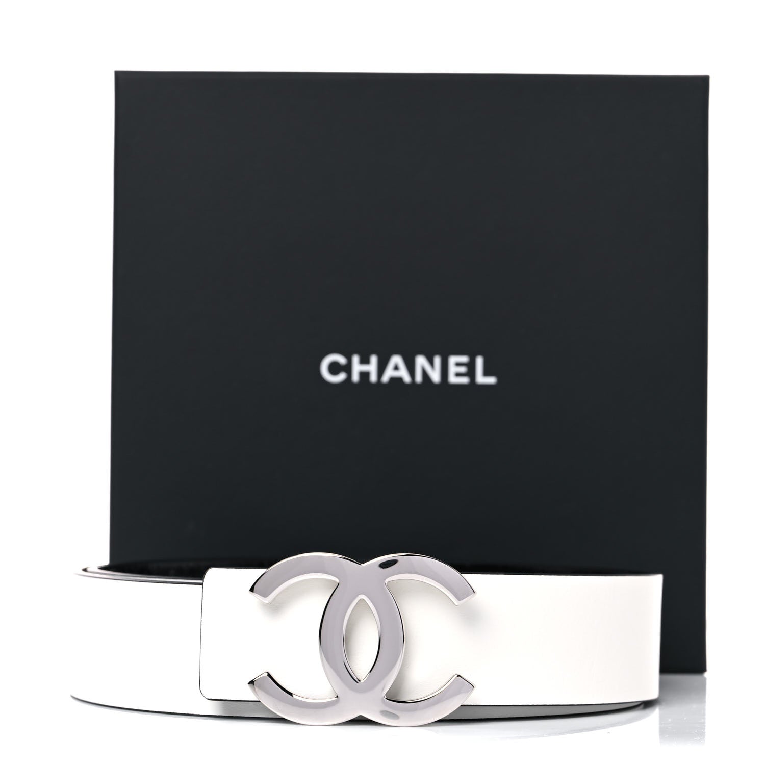 Chanel Calfskin CC Reversible Belt 90 Black White 5 of 5