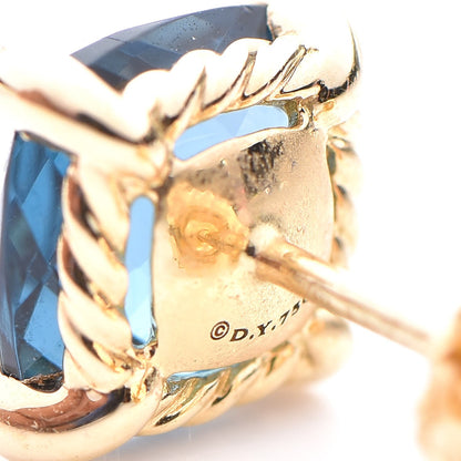 David Yurman 18K Yellow Gold Hampton Blue Topaz Diamond Chatelaine Earrings 5 of 6