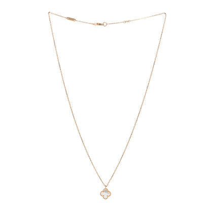 Van Cleef & Arpels 18K Yellow Gold Mother of Pearl Sweet Alhambra Pendant Necklace 2 of 6