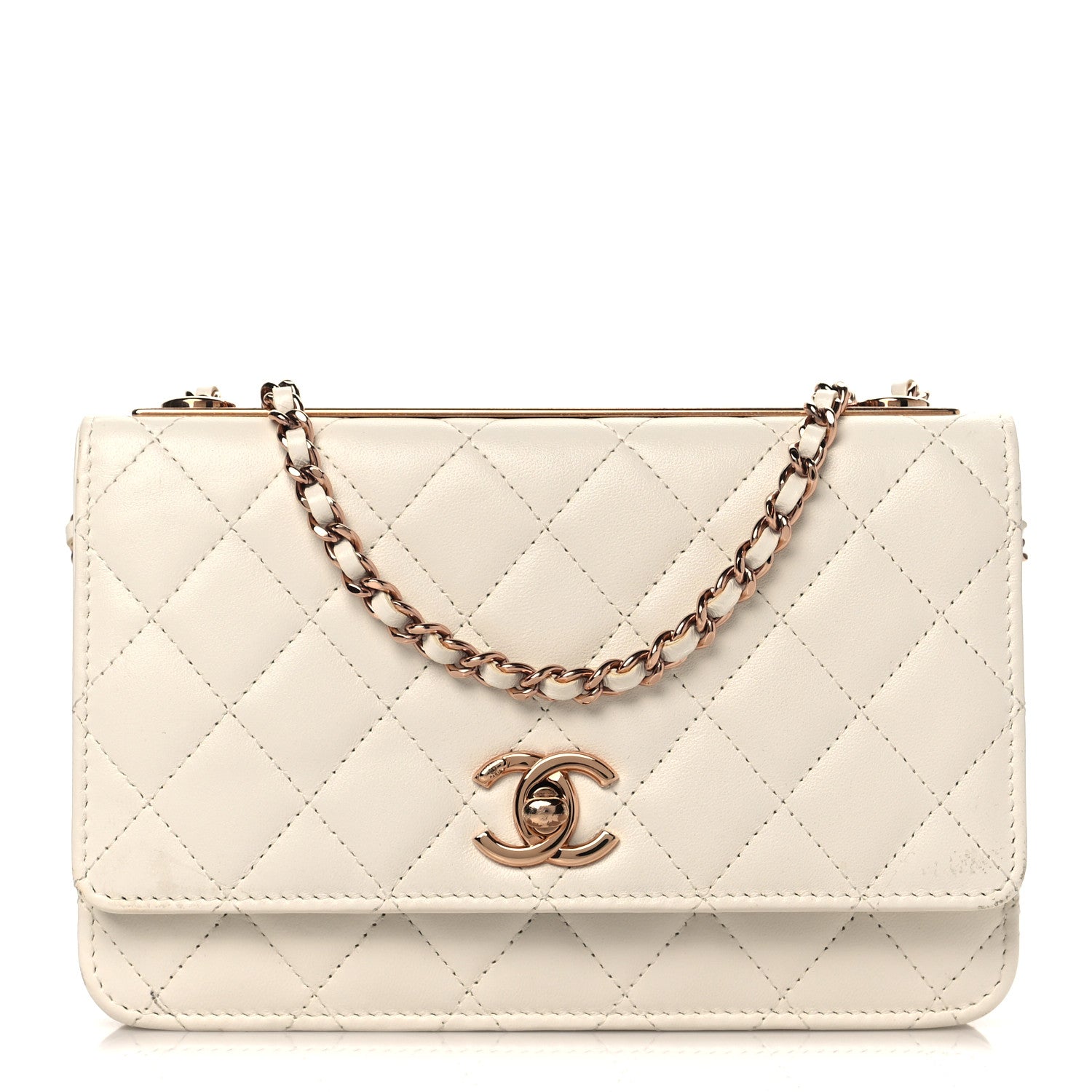Chanel Lambskin Quilted Trendy CC Wallet On Chain WOC White 1 of 12