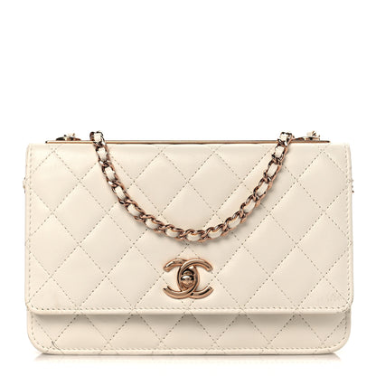 Chanel Lambskin Quilted Trendy CC Wallet On Chain WOC White 1 of 12