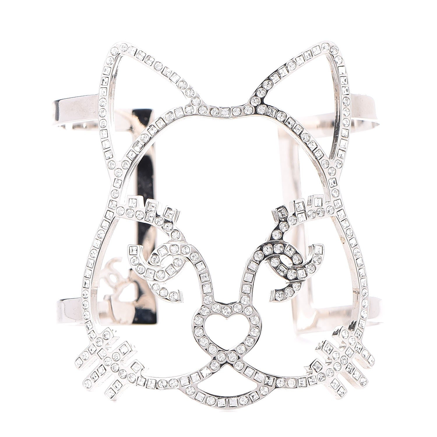 Chanel Strass Crystal CC Emoji Robot Cat Cuff 1 of 5