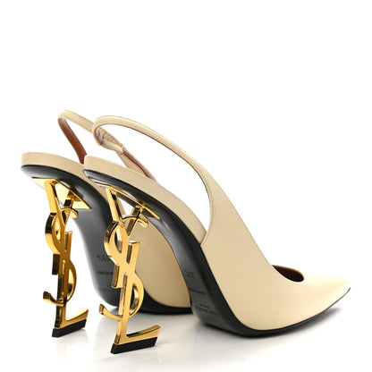 Saint Laurent Calfskin Opyum 110 Slingback Pumps 39.5 Real Beige 4 of 11