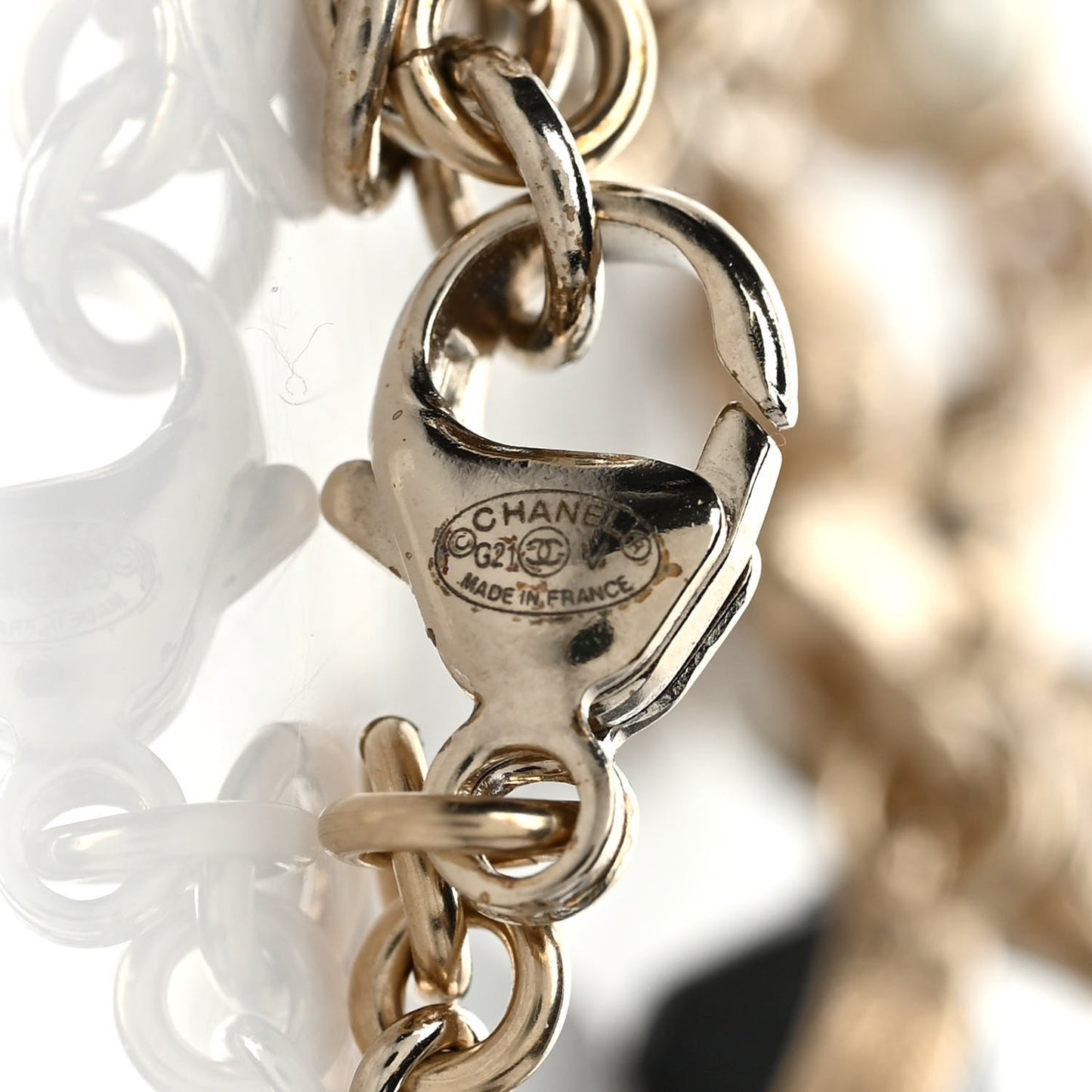 Pearl Crystal CC Charm Bracelet Black Gold