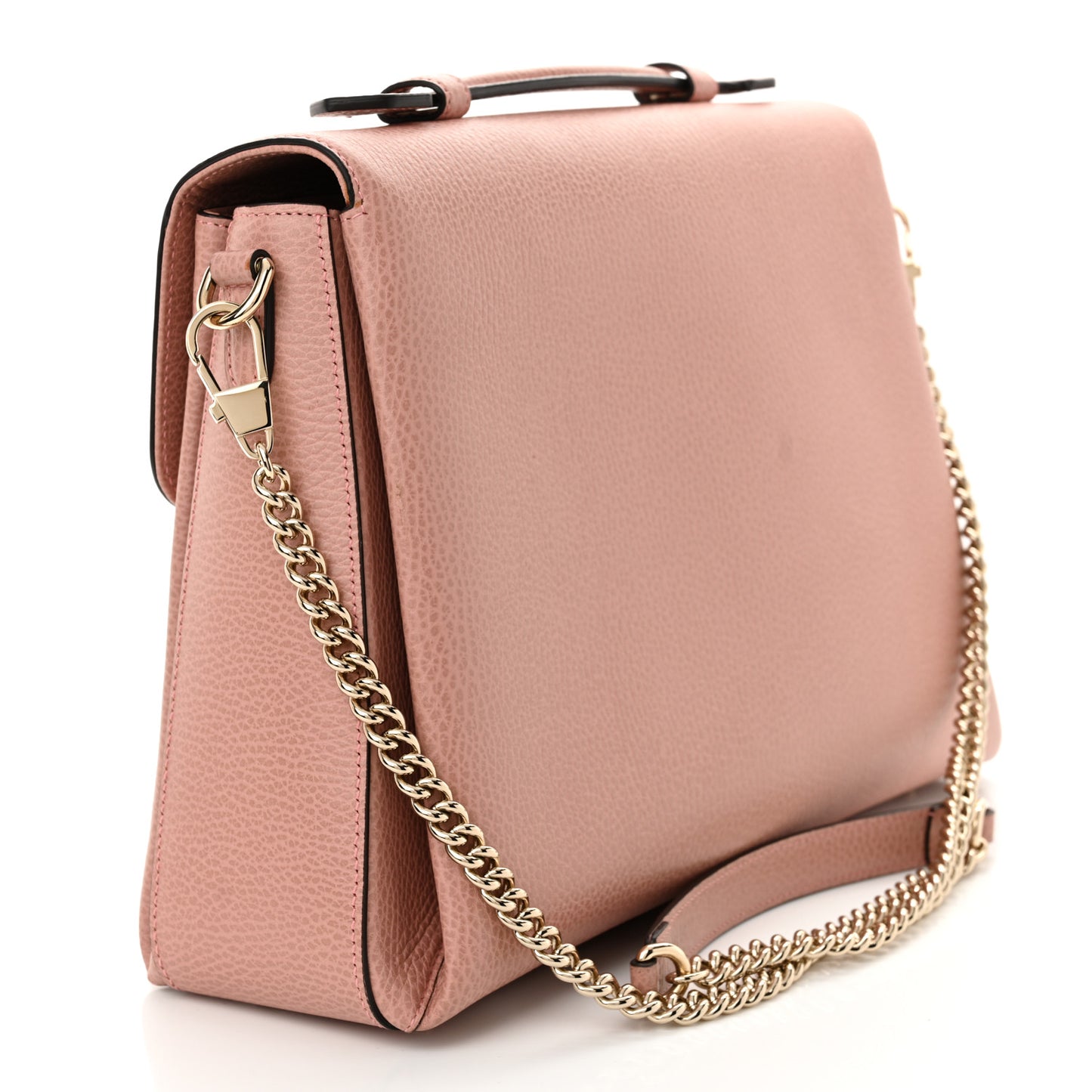 Dollar Calfskin Medium Interlocking G Top Handle Shoulder Bag Soft Pink
