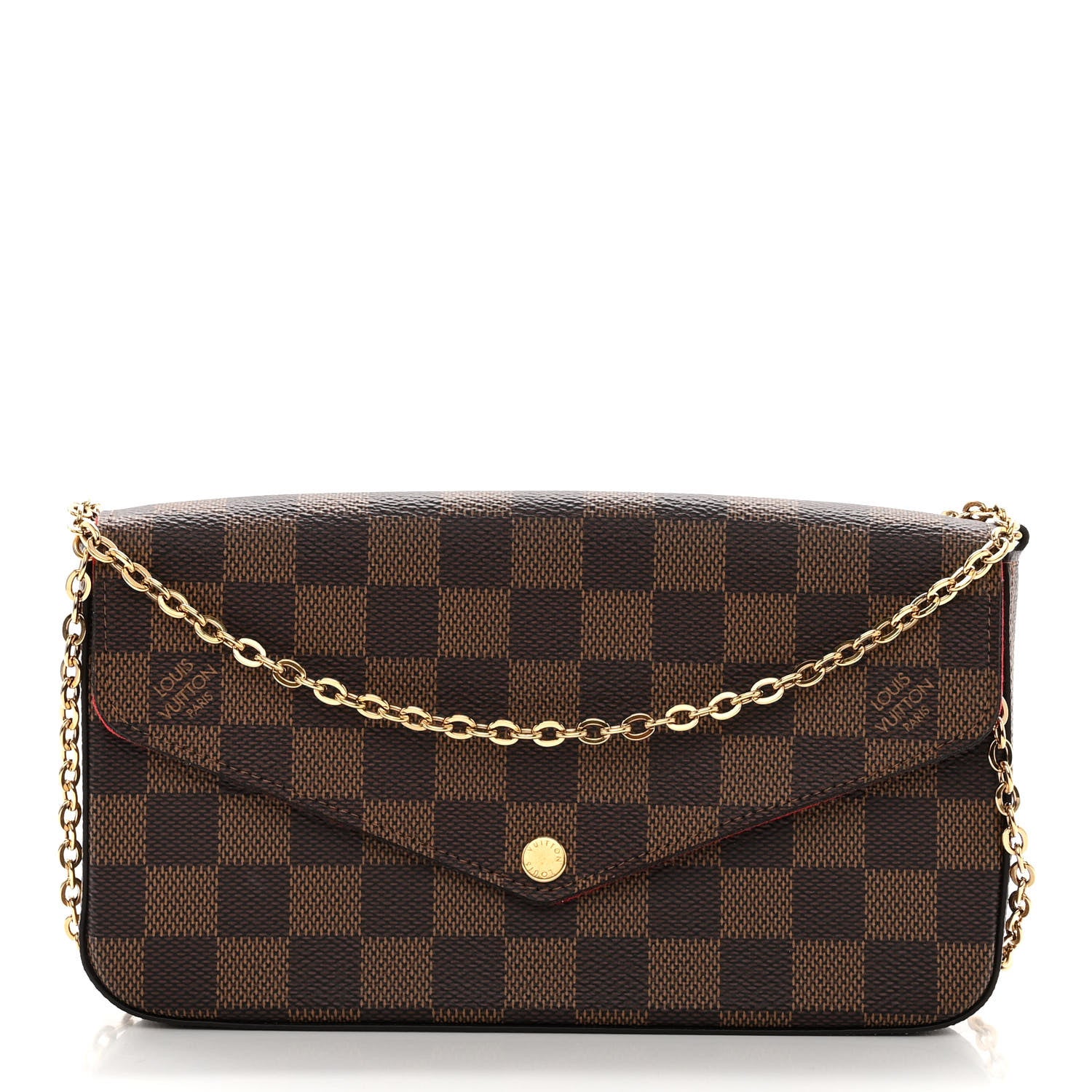Louis Vuitton Damier Ebene Pochette Felicie Chain Wallet 3 of 10
