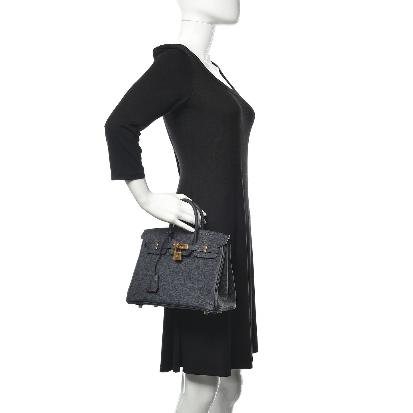 Togo Horseshoe Birkin 25 Bleu Nuit Rose Azalee
