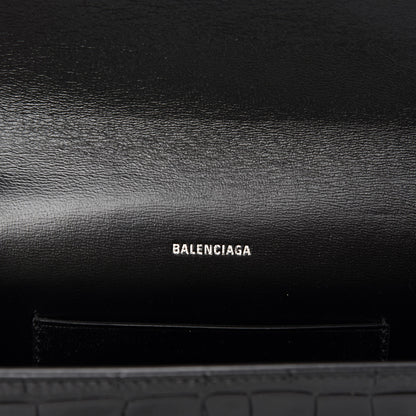 Balenciaga Calfskin Crocodile Embossed Touch Phone Holder With Strap Black 8 of 10