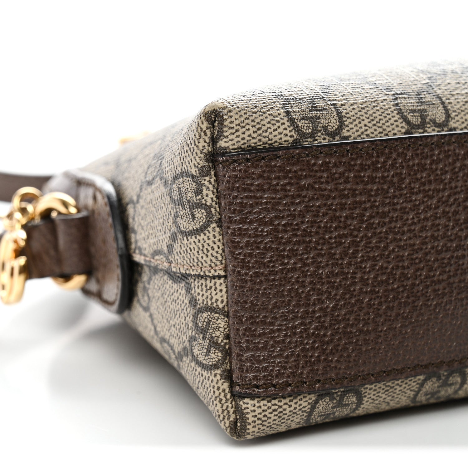 Gucci GG Supreme Monogram Textured Dollar Calfskin Web Small Ophidia Dome Shoulder Bag Beige Ebony New Acero 9 of 11