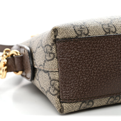 Gucci GG Supreme Monogram Textured Dollar Calfskin Web Small Ophidia Dome Shoulder Bag Beige Ebony New Acero 9 of 11