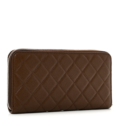 Chanel Caviar Quilted Large Gusset Zip Around Wallet Brown 3 of 10