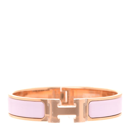 Hermes Enamel Narrow Clic Clac H Bracelet PM Rose Dragee 1 of 8