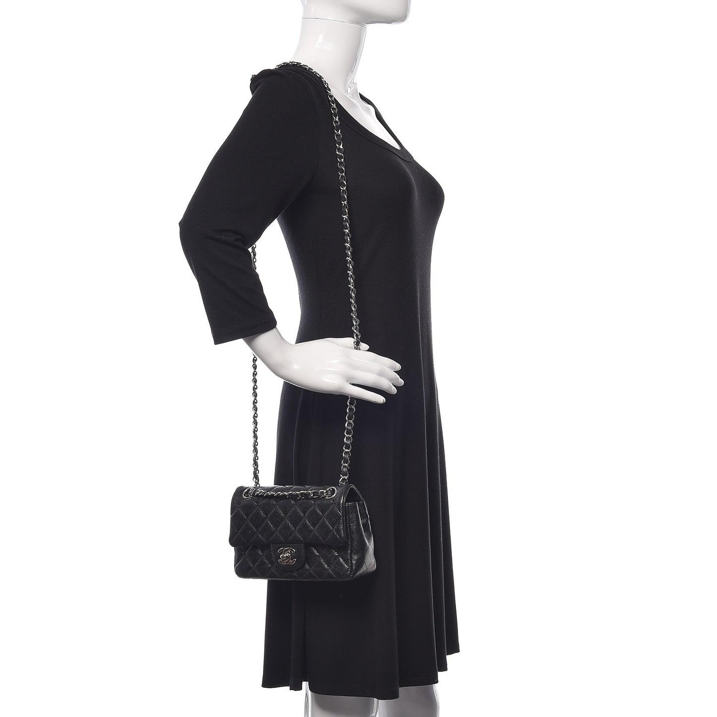 Caviar Quilted Mini Rectangular Flap Black