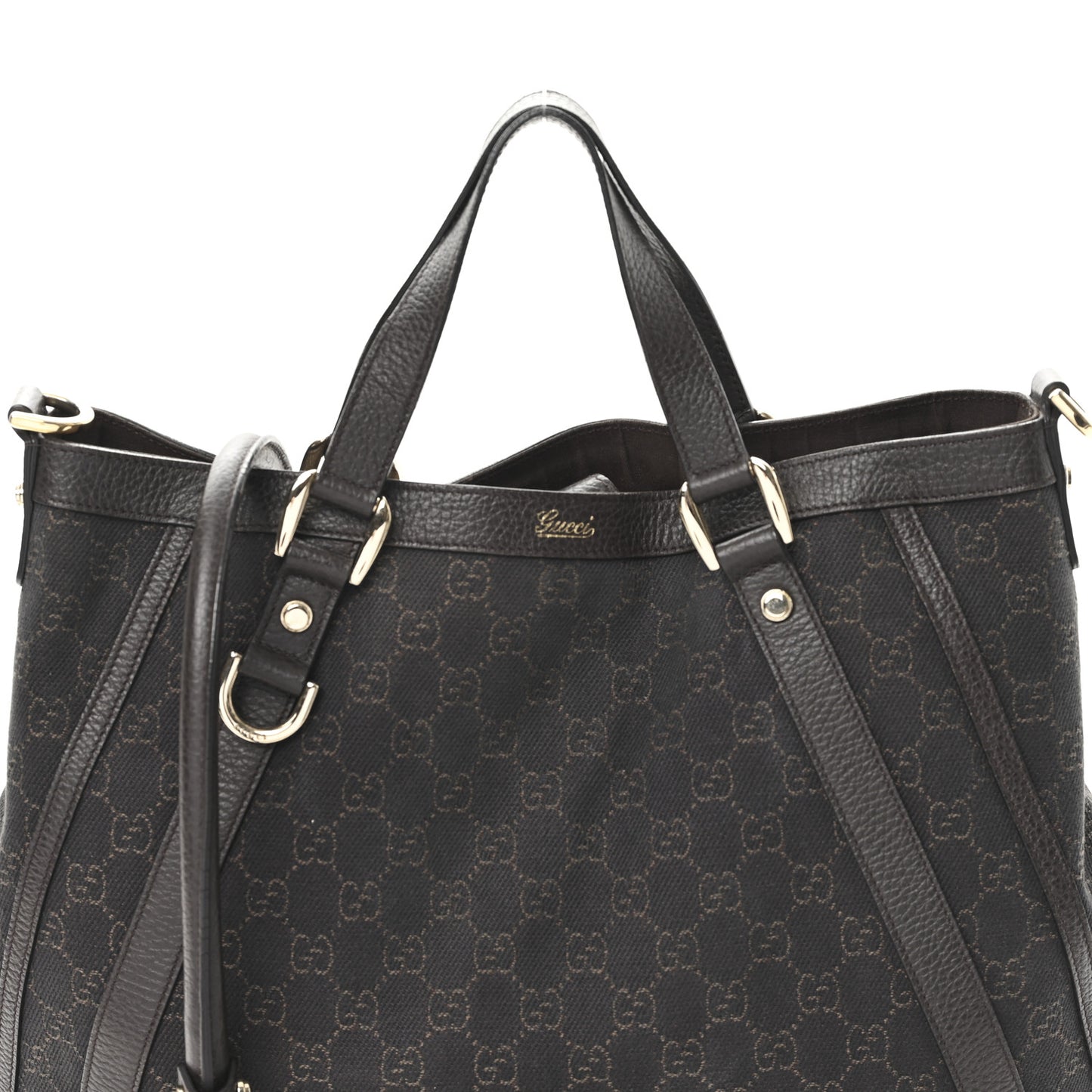 Monogram Medium Abbey Convertible Tote Dark Brown