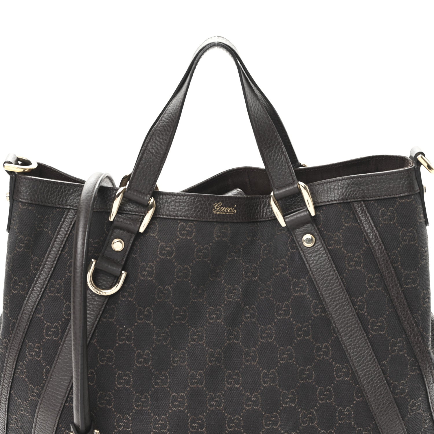 Gucci Monogram Medium Abbey Convertible Tote Dark Brown 8 of 10