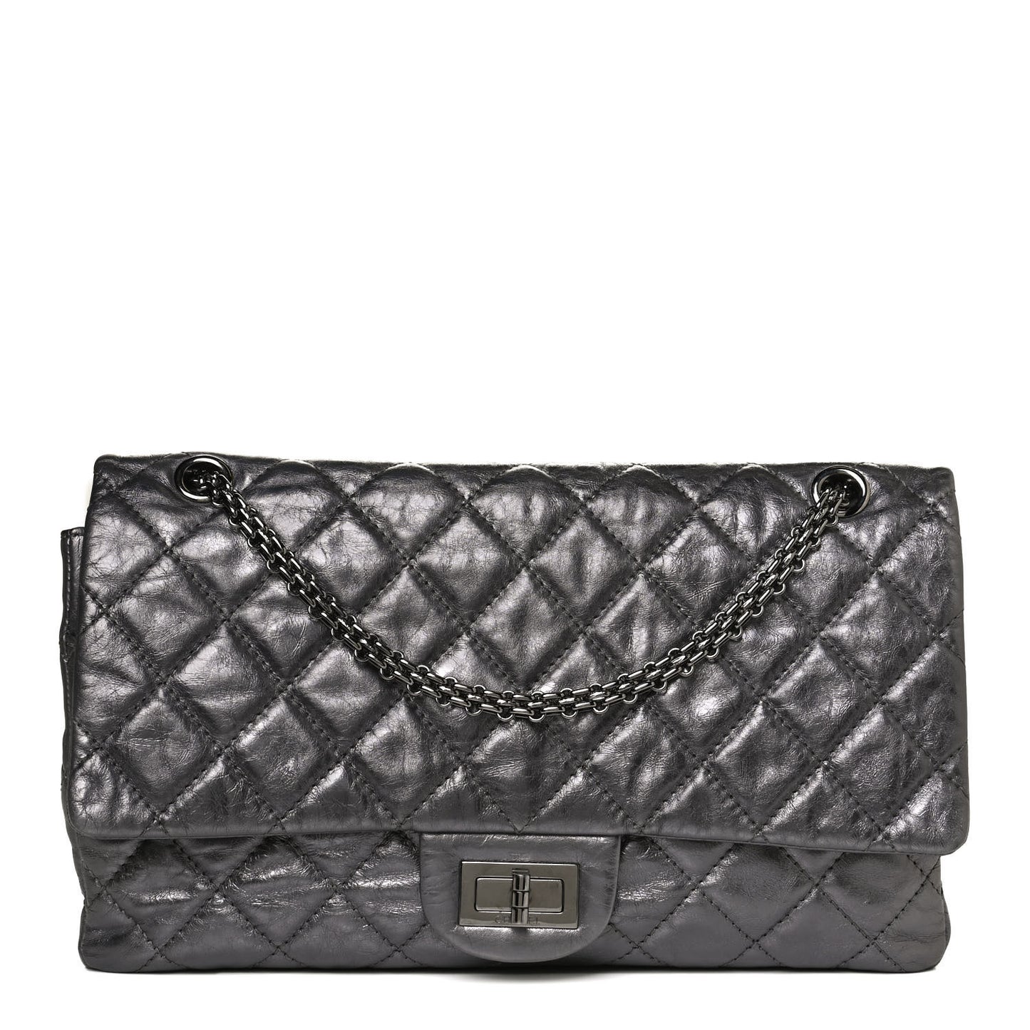 Metallic Aged Calfskin Quilted 2.55 Reissue 226 Flap Silver