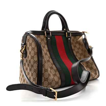 Gucci Monogram Vintage Web Medium Boston Dark Brown 2 of 13