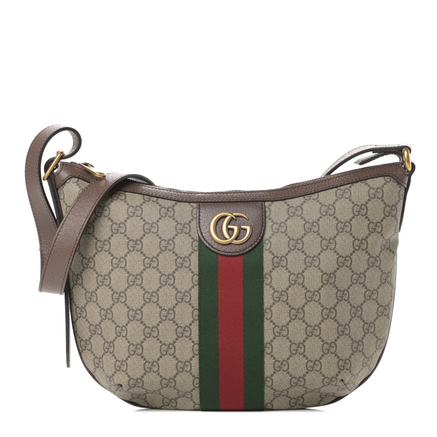 Gucci GG Supreme Monogram Web Small Ophidia Half Moon Hobo Brown 1 of 10