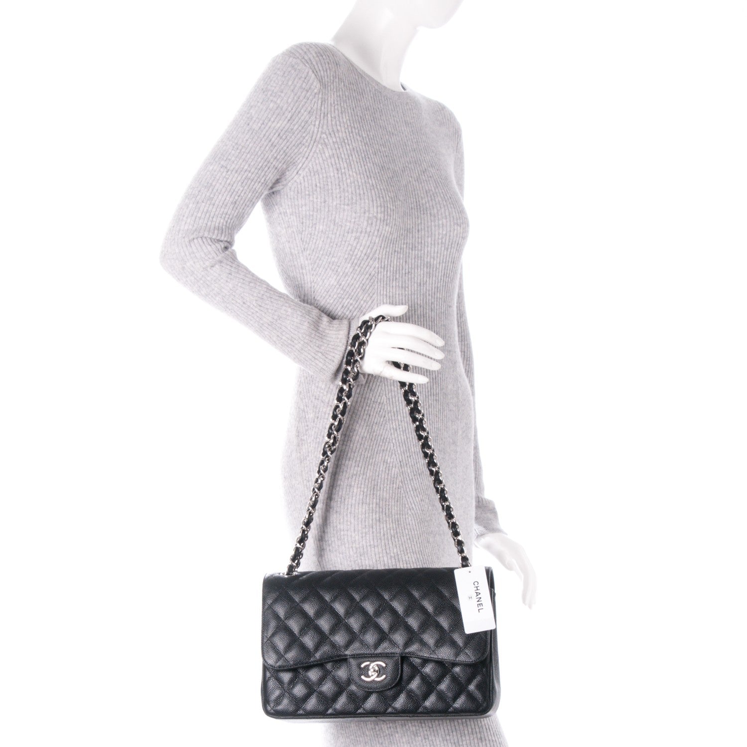 Chanel Caviar Quilted Jumbo Double Flap Black 3 of 8