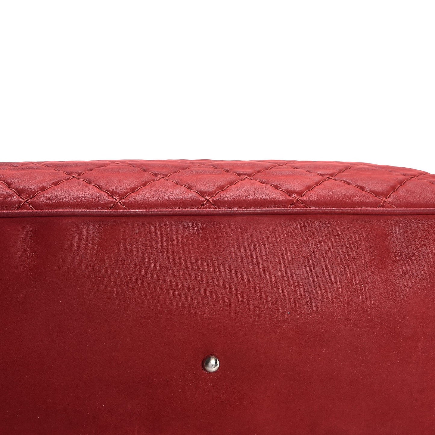 Iridescent Calfskin Quilted Large Sea Hit Tote Red