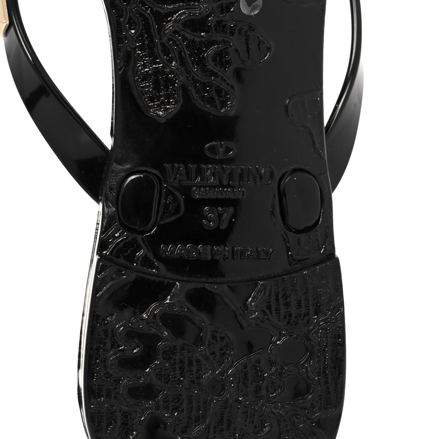 PVC Jelly Rockstud Bow Thong Sandals 37 Black