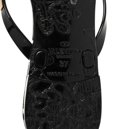 Valentino Garavani PVC Jelly Rockstud Bow Thong Sandals 37 Black 6 of 8