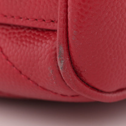 Saint Laurent Grain De Poudre Matelasse Chevron Monogram Shopping Bag Red 11 of 12