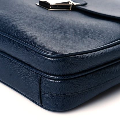 Prada Saffiano Messenger Satchel Bluette 10 of 11