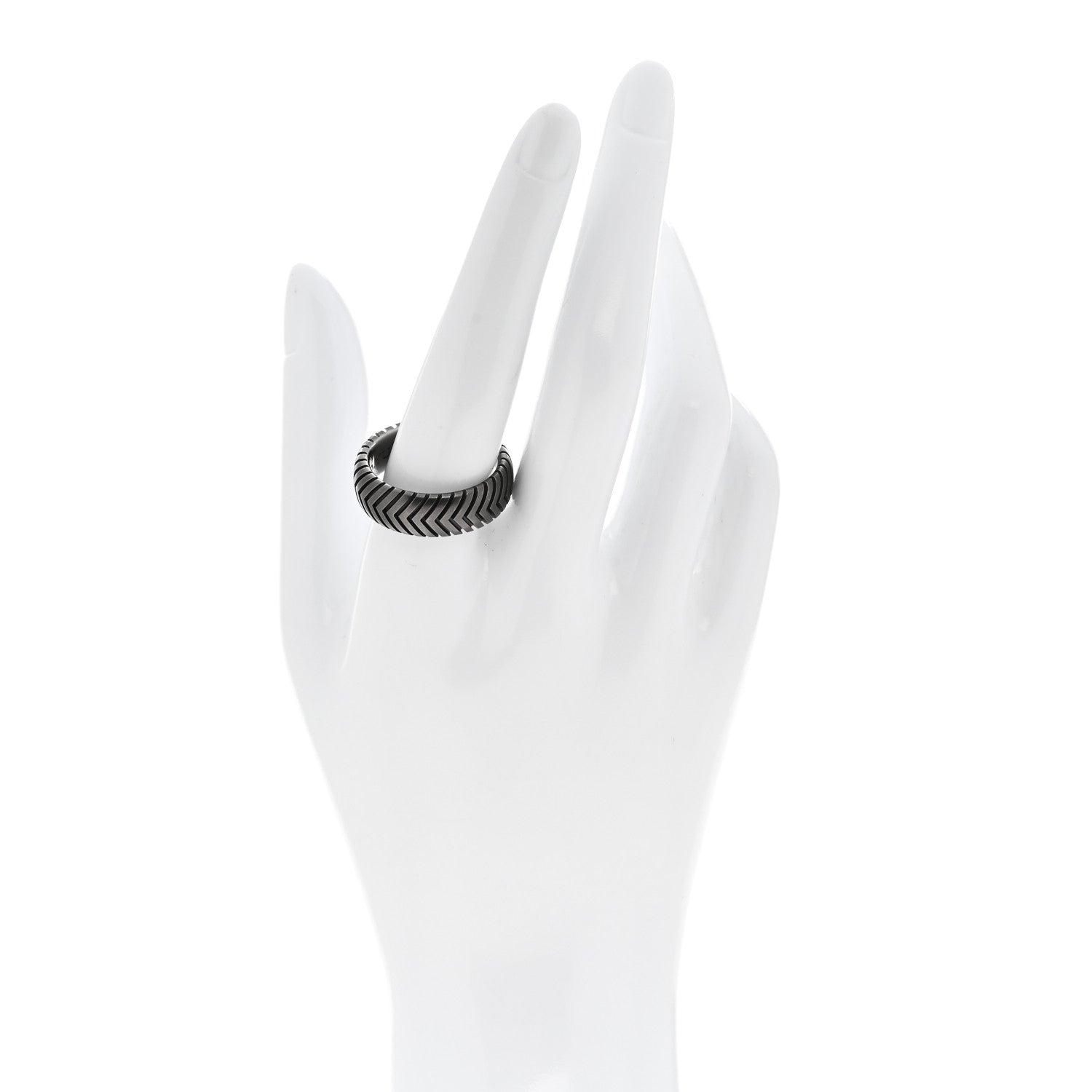 David Yurman Titanium 8mm Chevron Band Ring 63 10.5 2 of 4