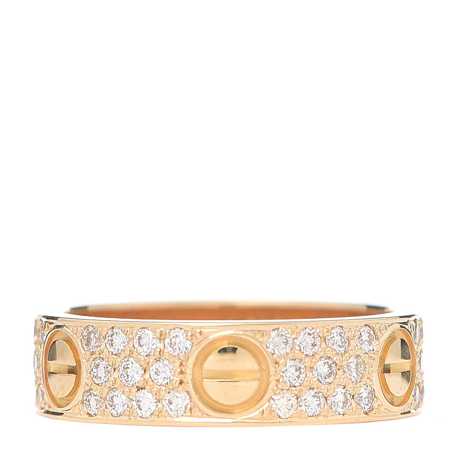 18K Yellow Gold Diamond 5mm LOVE Wedding Paved Band Ring 54 6.75