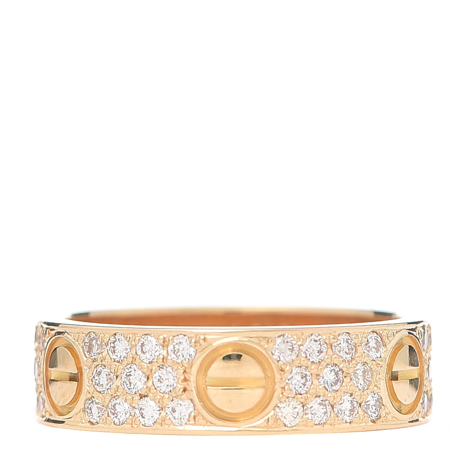 Cartier 18K Yellow Gold Diamond 5mm LOVE Wedding Paved Band Ring 54 6.75 1 of 6