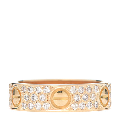 Cartier 18K Yellow Gold Diamond 5mm LOVE Wedding Paved Band Ring 54 6.75 1 of 6