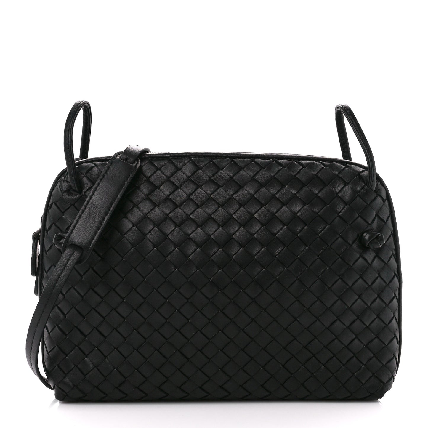 Nappa Intrecciato Nodini Crossbody Messenger Black