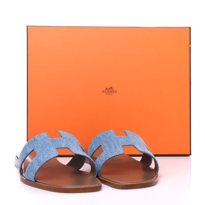 Hermes Denim Canvas Oran Sandals 39 Bleu Clair 11 of 11