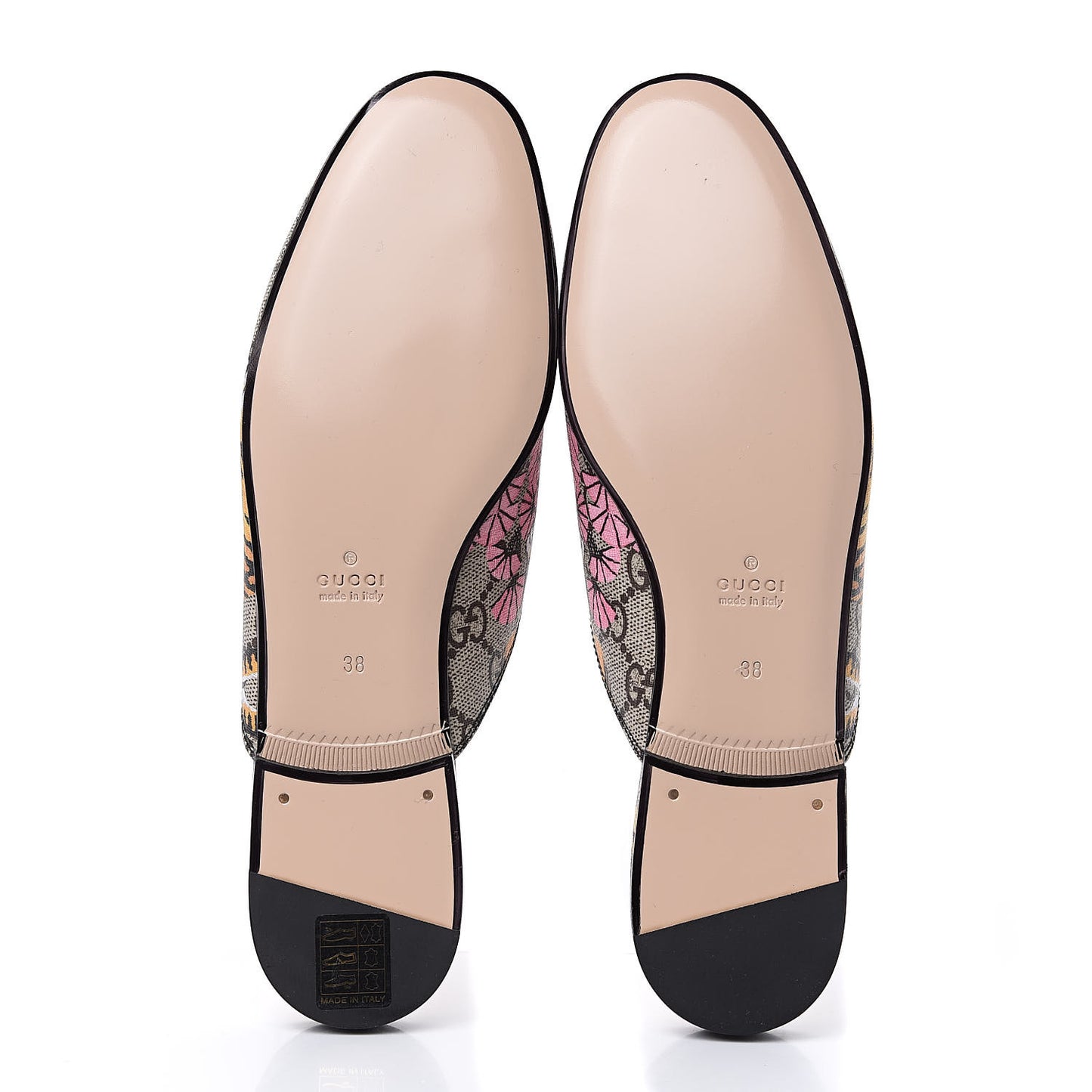 GG Supreme Monogram Bengal Womens Princetown Slippers 38 Beige Crop Pink