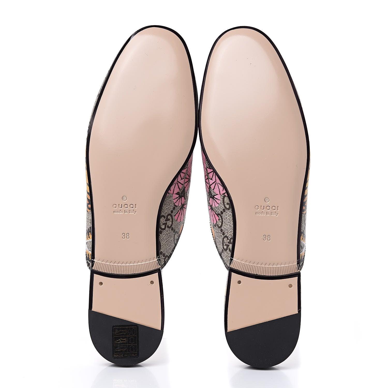 Gucci GG Supreme Monogram Bengal Womens Princetown Slippers 38 Beige Crop Pink 5 of 9