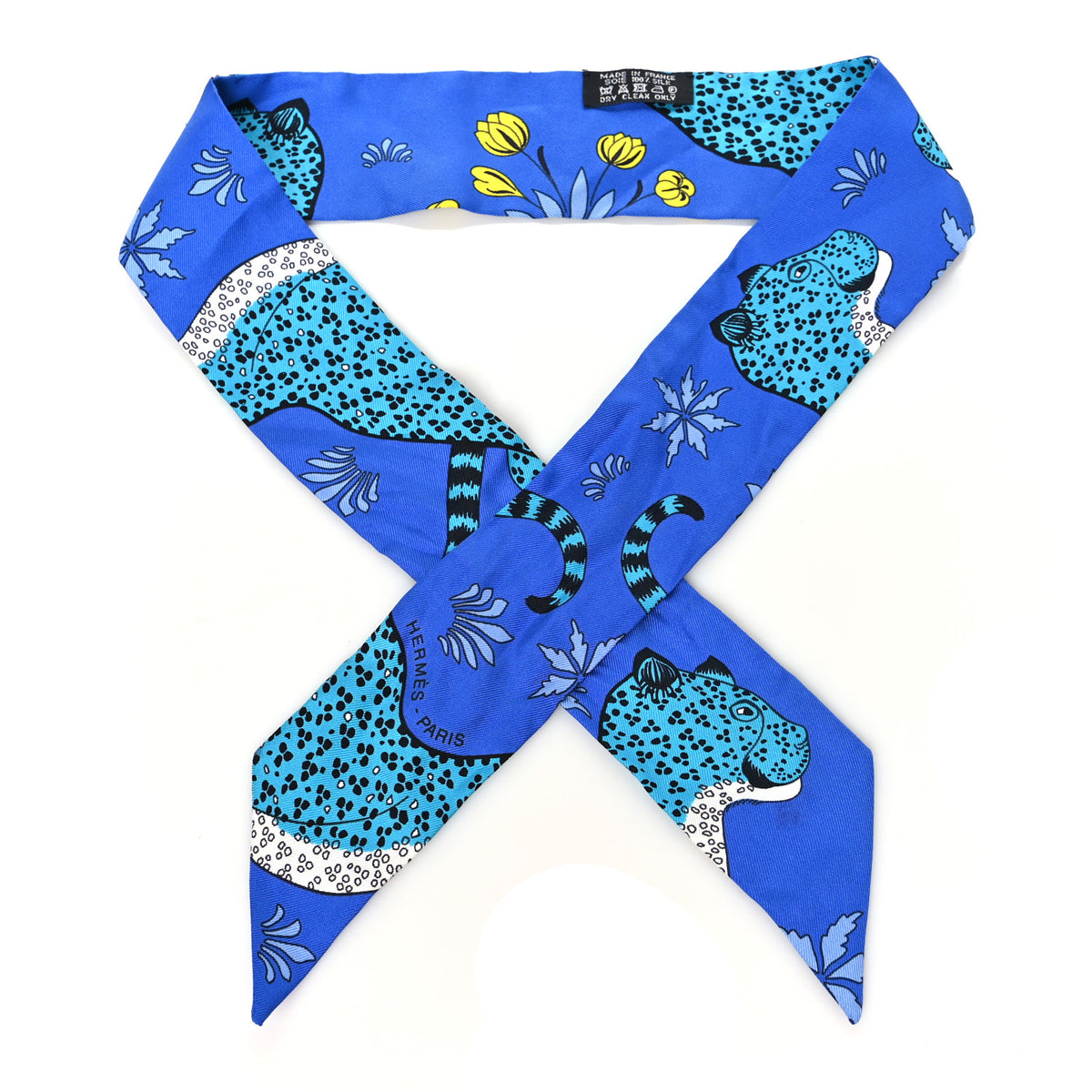 Silk Les Leopards Twilly Bleu Roy Turquoise Ciel