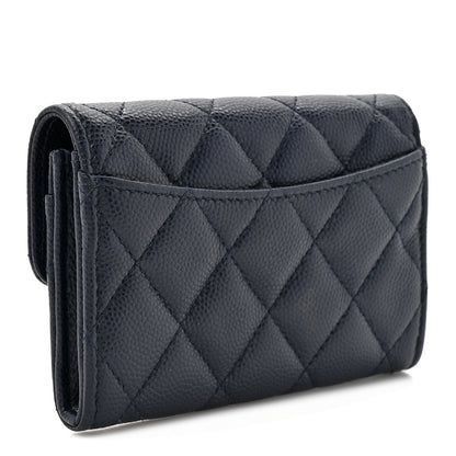 Chanel Caviar Quilted Flap Card Holder Wallet Navy Blue 3 of 9