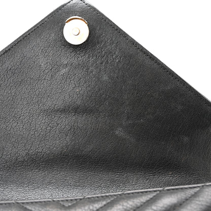 Saint Laurent Sheepskin Matelasse Chevron Monogram Medium College Bag Black 12 of 16