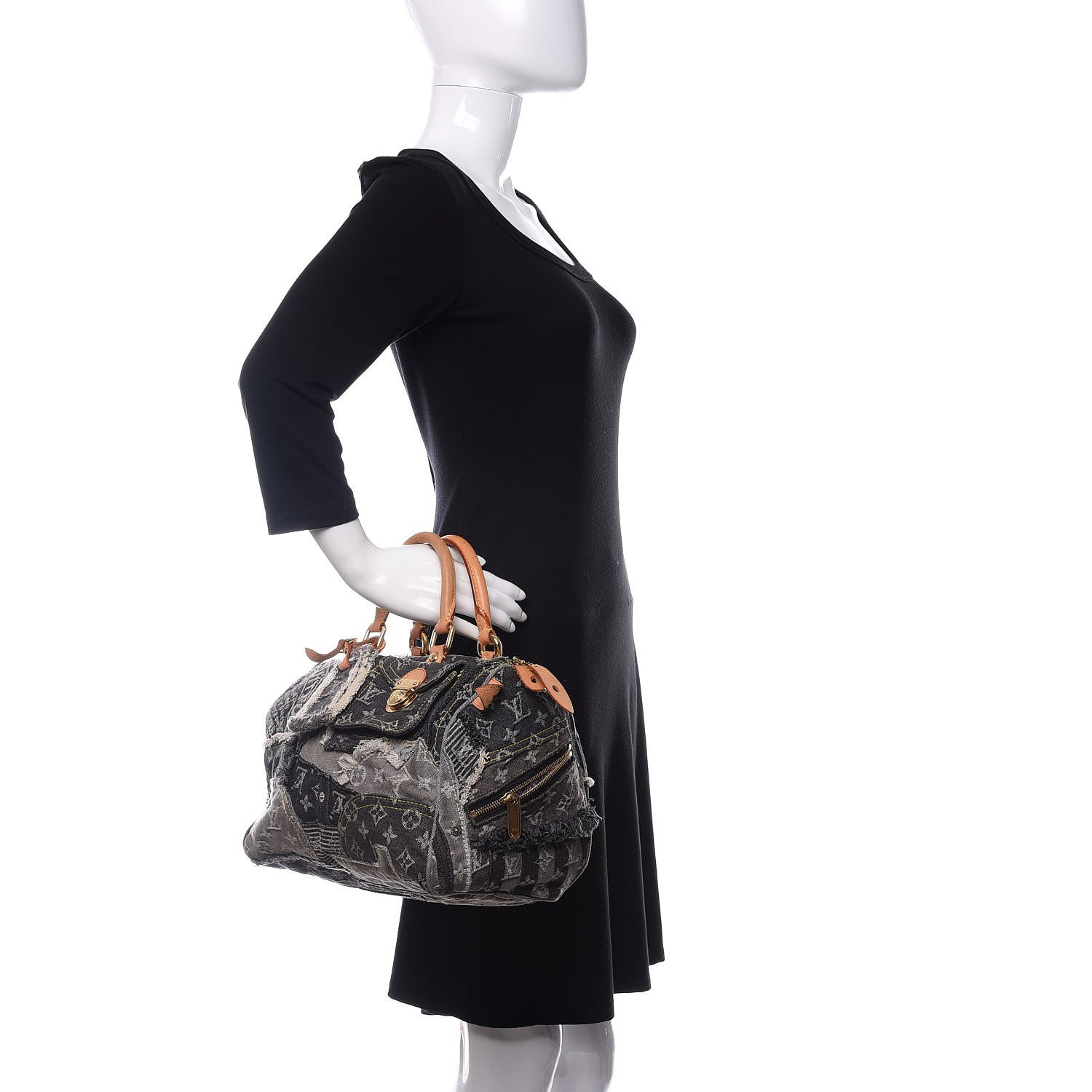 Louis Vuitton Denim Patchwork Speedy 30 Grey 2 of 10