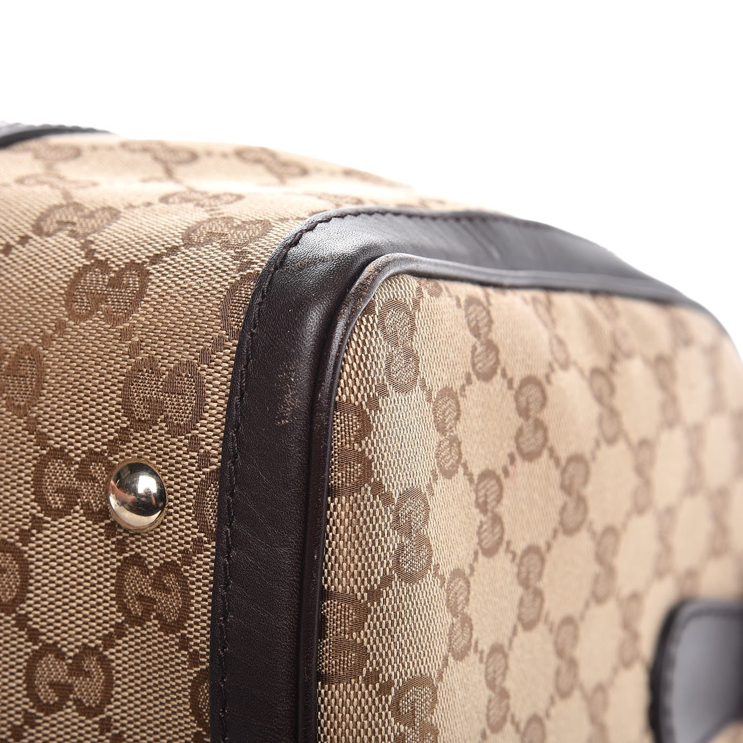 Gucci Monogram Vintage Web Medium Boston Dark Brown 12 of 15